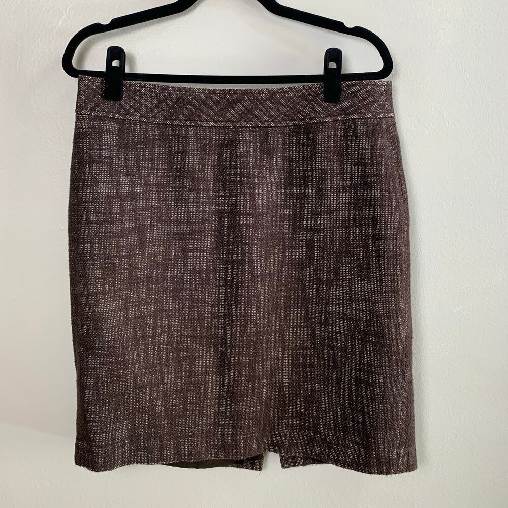 Talbots Petites Brown Tweed Skirt Suit 12P Career Business Jacket Cotton Linen - Picture 3 of 13